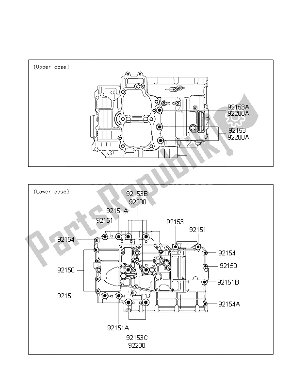 Tutte le parti per il Modello Del Bullone Del Basamento del Kawasaki Versys 650 ABS 2015