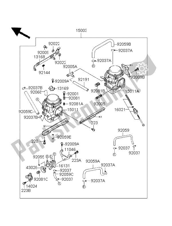 Tutte le parti per il Carburatore del Kawasaki EL 250 1996