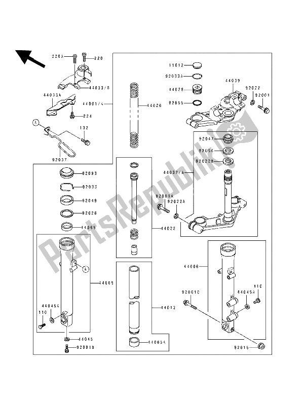 Todas las partes para Tenedor Frontal de Kawasaki EL 250E 1992