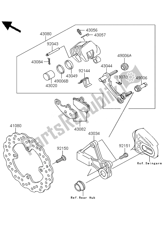 Toutes les pièces pour le Frein Arriere du Kawasaki Versys 650 2011