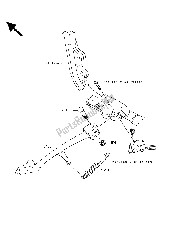 All parts for the Stand of the Kawasaki VN 2000 2004