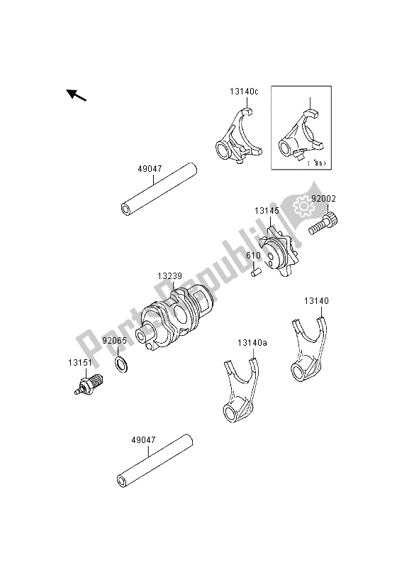 Tutte le parti per il Tamburo Cambio E Forcella Del Cambio del Kawasaki KLR 650 1997