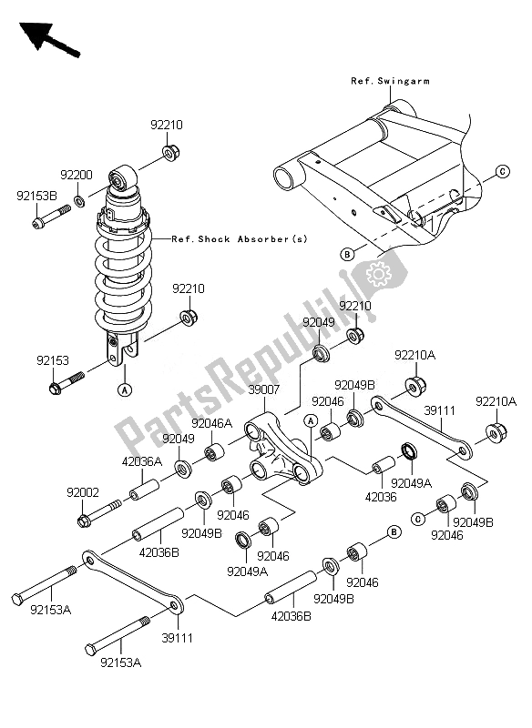 All parts for the Suspension of the Kawasaki Z 750 2007