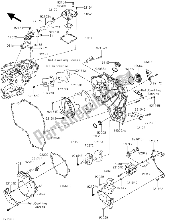 Tutte le parti per il Coperchio (i) Del Motore del Kawasaki Ninja H2 1000 2015