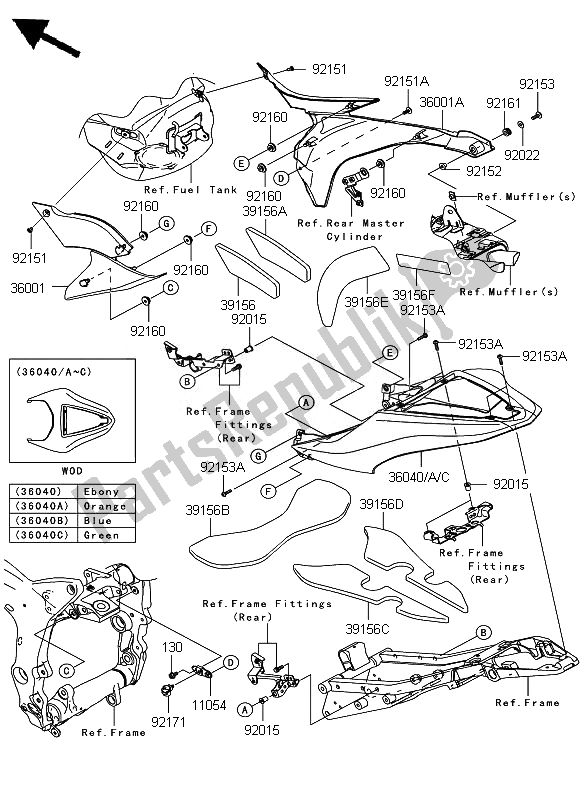 Todas las partes para Cubiertas Laterales de Kawasaki Ninja ZX 6R 600 2007