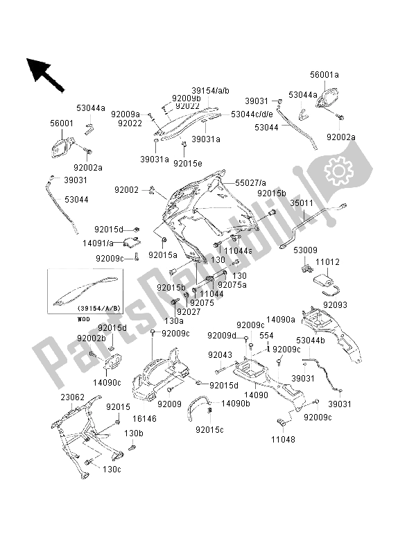 All parts for the Cowling of the Kawasaki 1000 GTR 2000