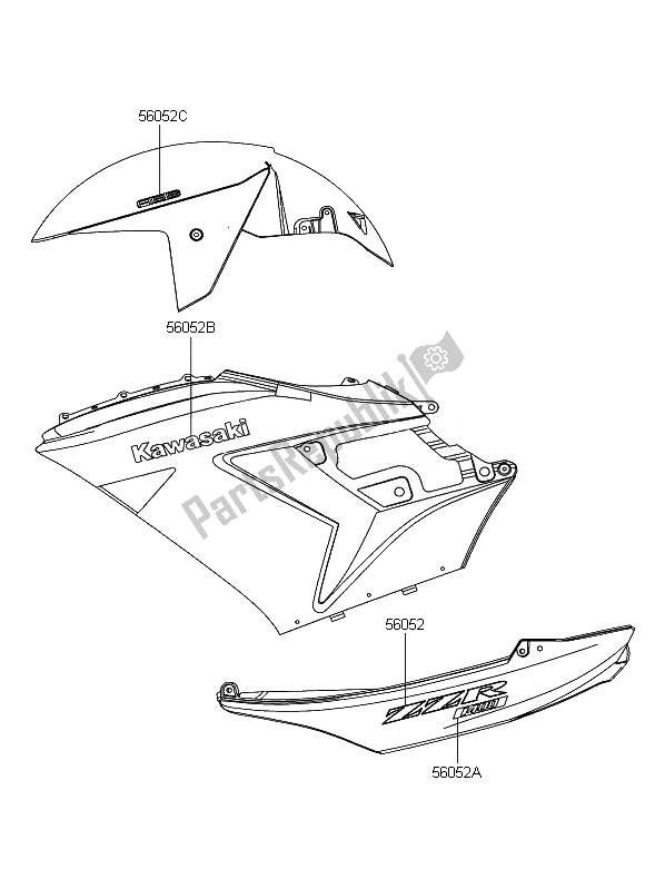 All parts for the Decals of the Kawasaki ZZR 1400 ABS 2007