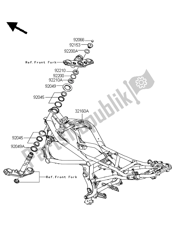 Tutte le parti per il Telaio del Kawasaki ER 6N 650 2009