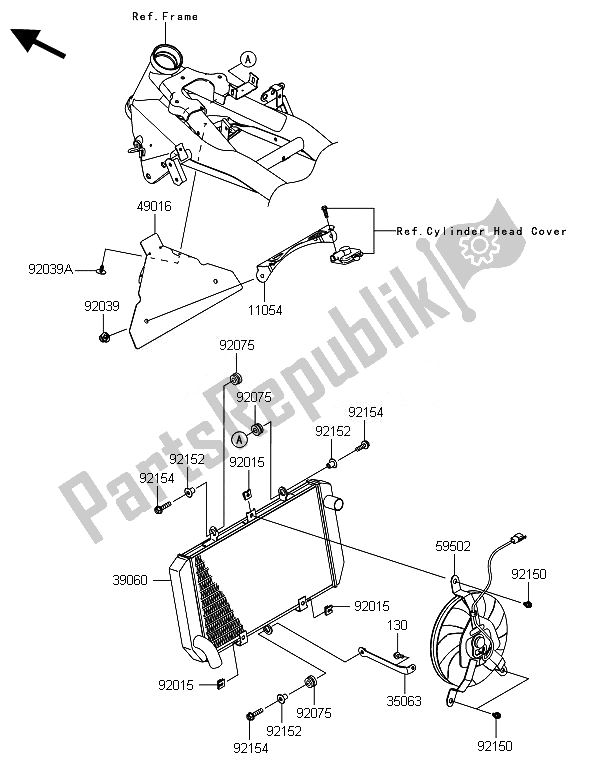 Tutte le parti per il Termosifone del Kawasaki Z 800 ABS DEF 2014