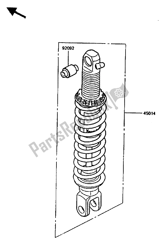 Alle onderdelen voor de Schokdemper van de Kawasaki KLR 600 1986