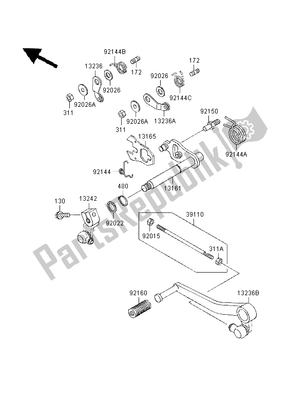 Toutes les pièces pour le Mécanisme De Changement De Vitesse du Kawasaki GPZ 1100 1996