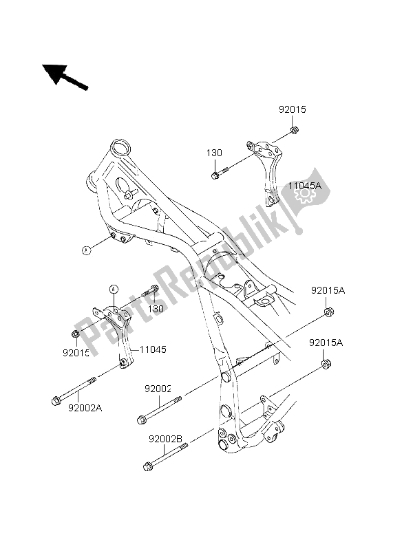 Toutes les pièces pour le Ferrures De Cadre du Kawasaki EL 250 1996