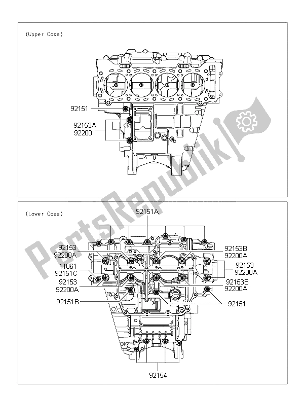 All parts for the Crankcase Bolt Pattern of the Kawasaki Ninja ZX 10R 1000 2015