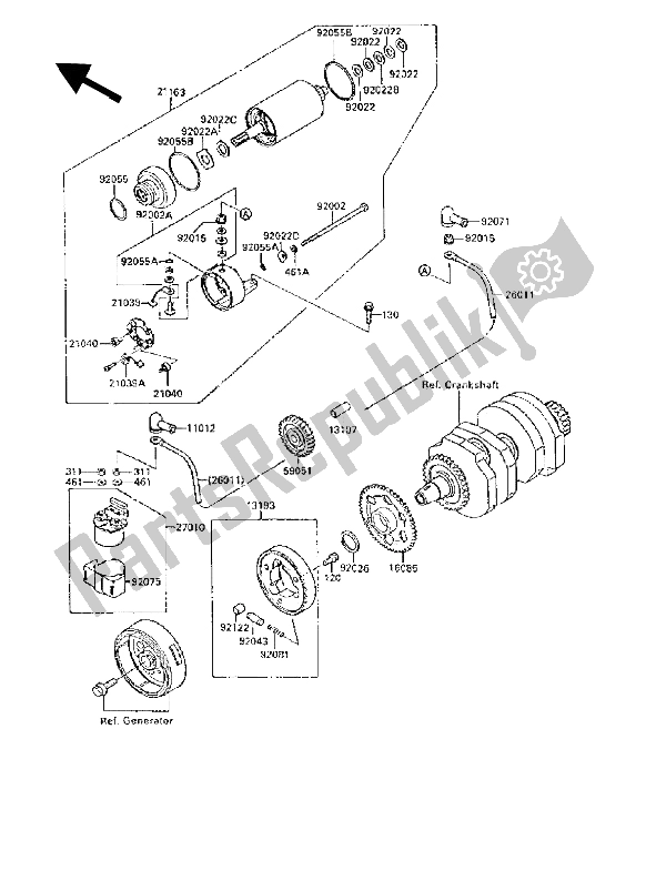 Toutes les pièces pour le Démarreur du Kawasaki GPX 250R 1988