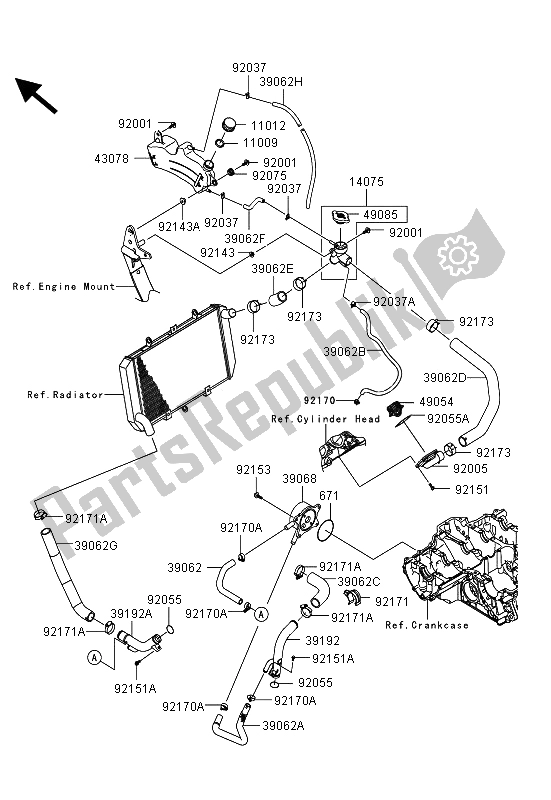 Todas las partes para Tubería De Agua de Kawasaki Z 1000 SX ABS 2013