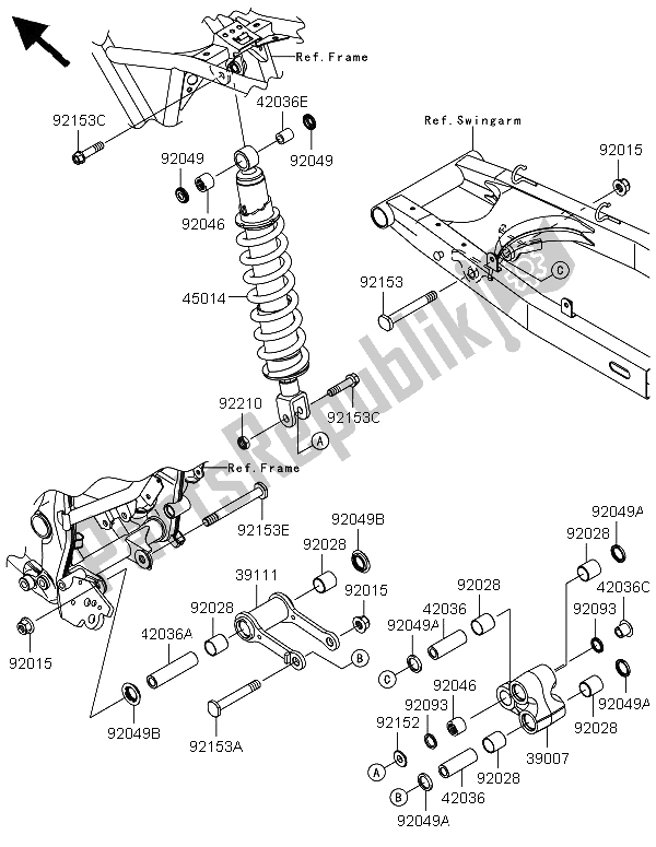 Toutes les pièces pour le Suspension Et Amortisseur du Kawasaki KLX 125 2013