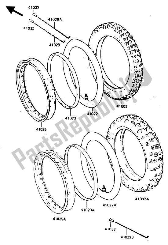 All parts for the Tire of the Kawasaki KLR 600 1986