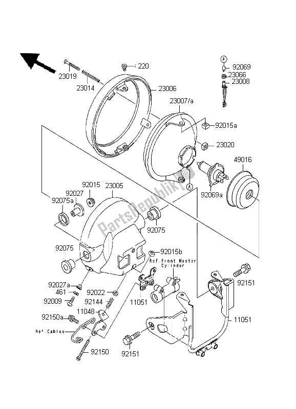 Alle onderdelen voor de Koplamp van de Kawasaki ZR 7 750 1999