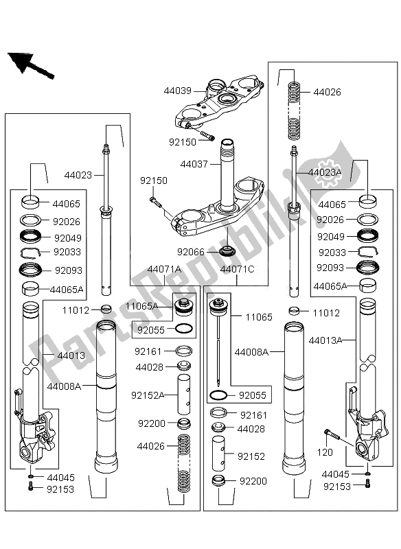 Wszystkie części do Przedni Widelec Kawasaki Versys 650 2011