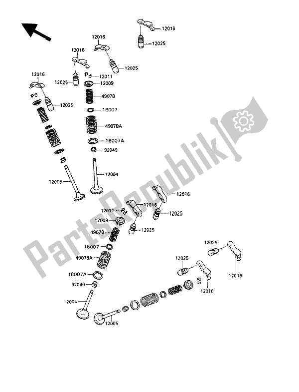 All parts for the Valve of the Kawasaki VN 750 Twin 1993