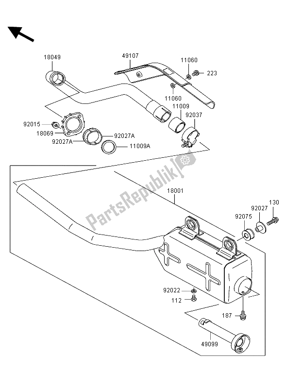 Toutes les pièces pour le Silencieux du Kawasaki KLF 300 2003