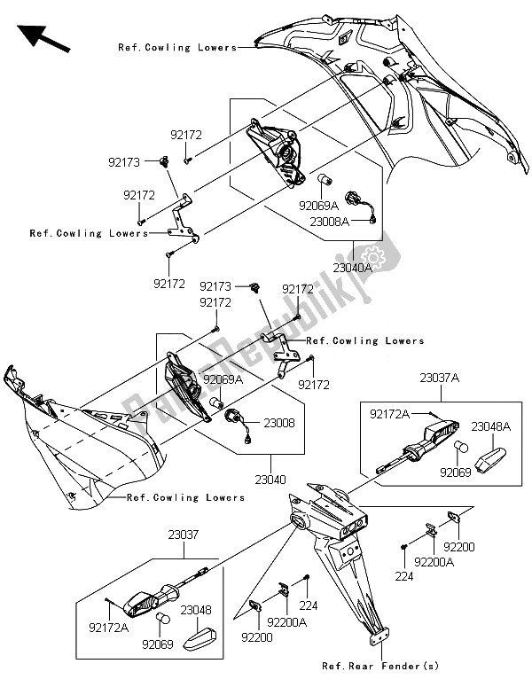 All parts for the Turn Signals of the Kawasaki Ninja ZX 6R ABS 600 2014