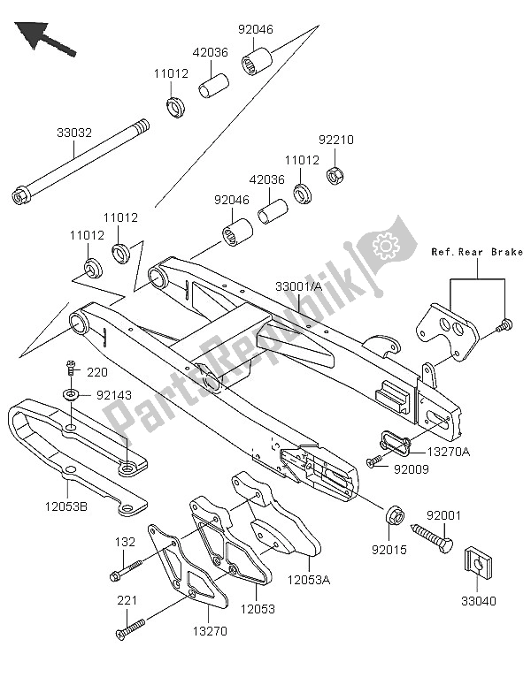 Toutes les pièces pour le Bras Oscillant du Kawasaki KX 85 SW LW 2005