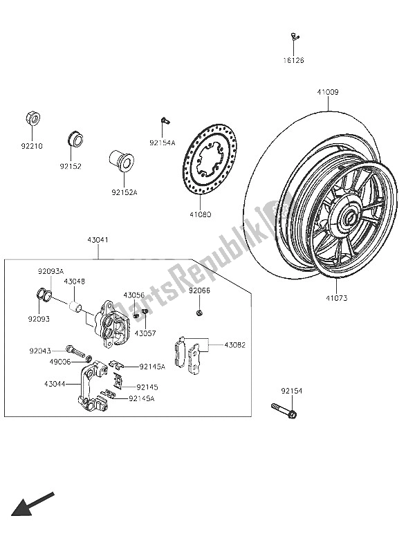 All parts for the Rear Hub of the Kawasaki J 300 2016