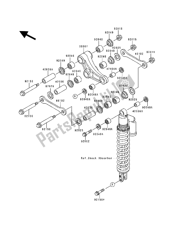 Todas as partes de Suspensão do Kawasaki KX 500 1994