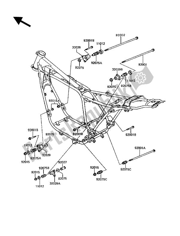 Alle onderdelen voor de Frame Hulpstukken van de Kawasaki GT 750 1992