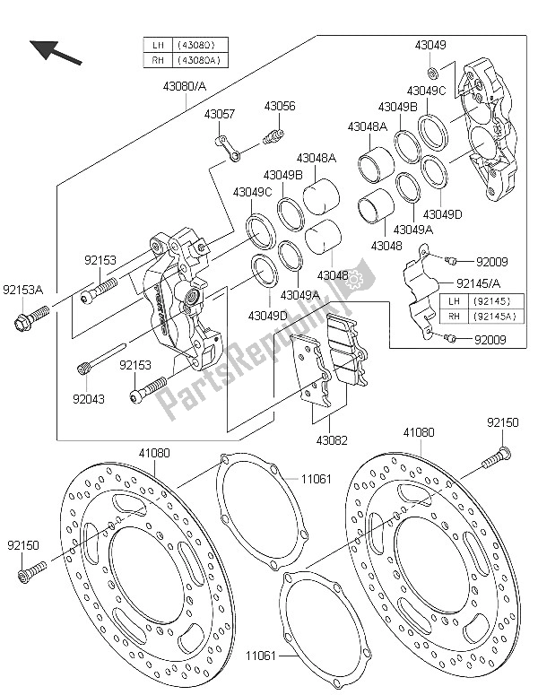 All parts for the Front Brake of the Kawasaki Vulcan 1700 Nomad ABS 2016