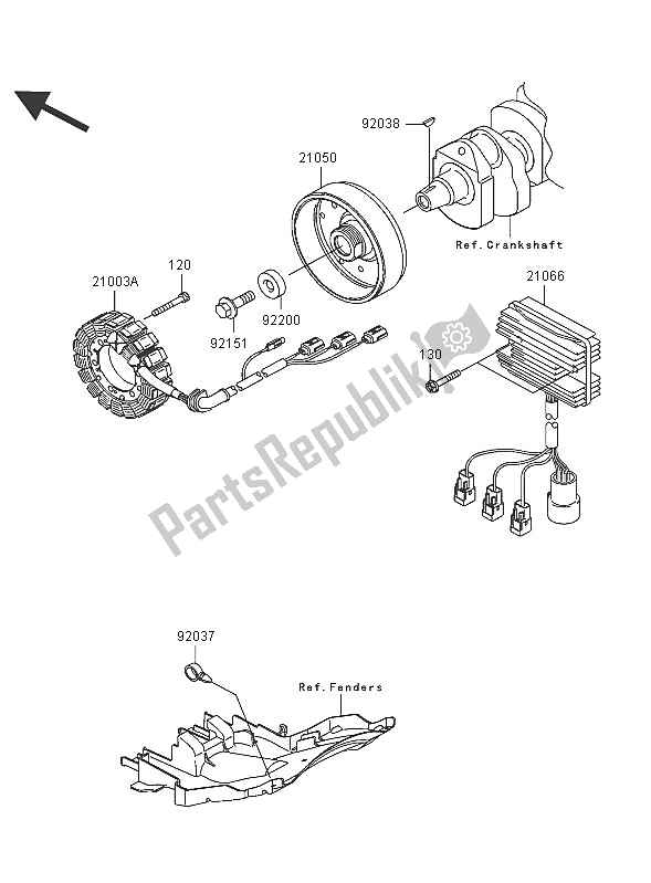 All parts for the Generator of the Kawasaki Ninja ZX 12R 1200 2005