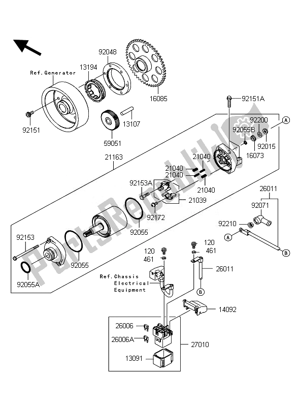 Toutes les pièces pour le Démarreur du Kawasaki Z 1000 2010