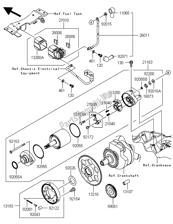 All parts for the Starter Motor of the Kawasaki Ninja 300 ABS 2014
