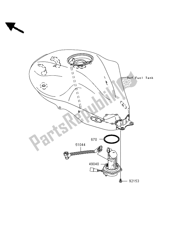 All parts for the Fuel Pump of the Kawasaki ER 6N 650 2006