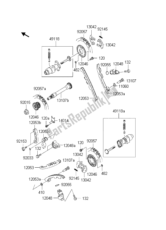 Todas las partes para árbol De Levas Y Tensor de Kawasaki KVF 650 Prairie 4X4 2003