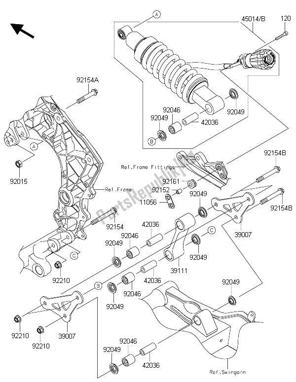 All parts for the Suspension & Shock Absorber of the Kawasaki Z 1000 SX 2015