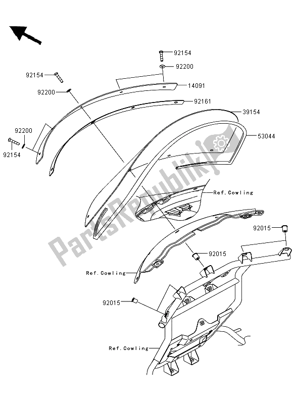 Toutes les pièces pour le Pare-brise du Kawasaki VN 1700 Voyager ABS 2012