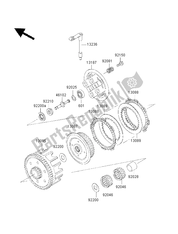 All parts for the Clutch of the Kawasaki KX 85 LW 2001