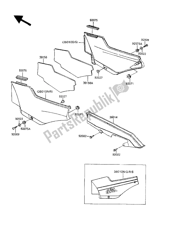 Tutte le parti per il Coperchio Laterale E Custodia A Catena del Kawasaki GPZ 900R 1993