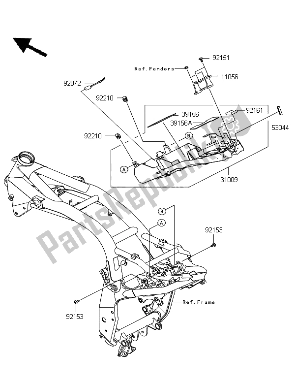 Tutte le parti per il Custodia Della Batteria del Kawasaki Z 750R ABS 2011