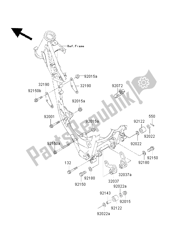 All parts for the Engine Mount of the Kawasaki KX 85 LW 2001