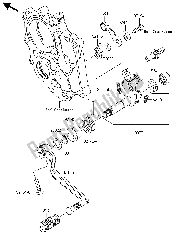 Alle onderdelen voor de Schakelmechanisme van de Kawasaki ER 6F ABS 650 2012