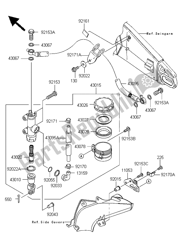 Todas as partes de Cilindro Mestre Traseiro do Kawasaki Ninja ZX 6R 600 2006