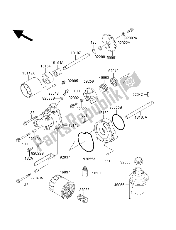 All parts for the Oil Pump of the Kawasaki Ninja ZX 6R 600 1995