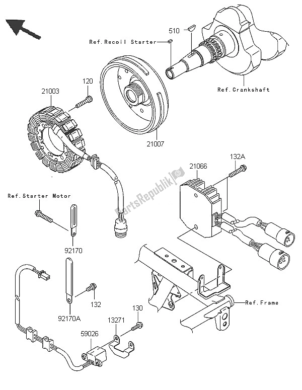 Todas las partes para Generador de Kawasaki KVF 650 4X4 2005