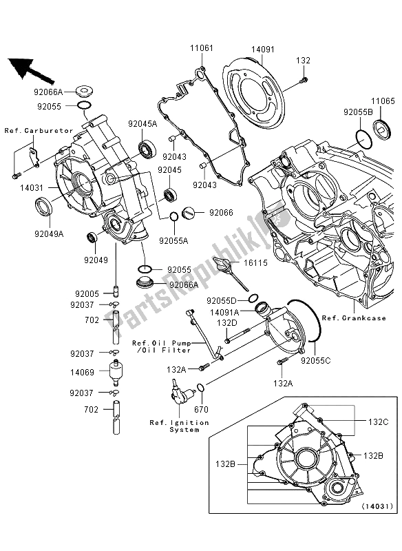 All parts for the Engine Cover of the Kawasaki KVF 750 4X4 2006