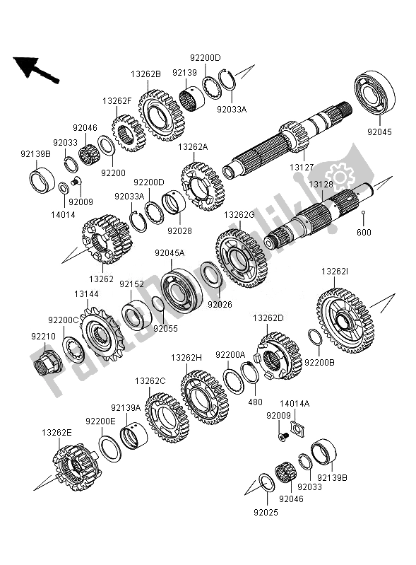 All parts for the Transmission of the Kawasaki ER 6N ABS 650 2007