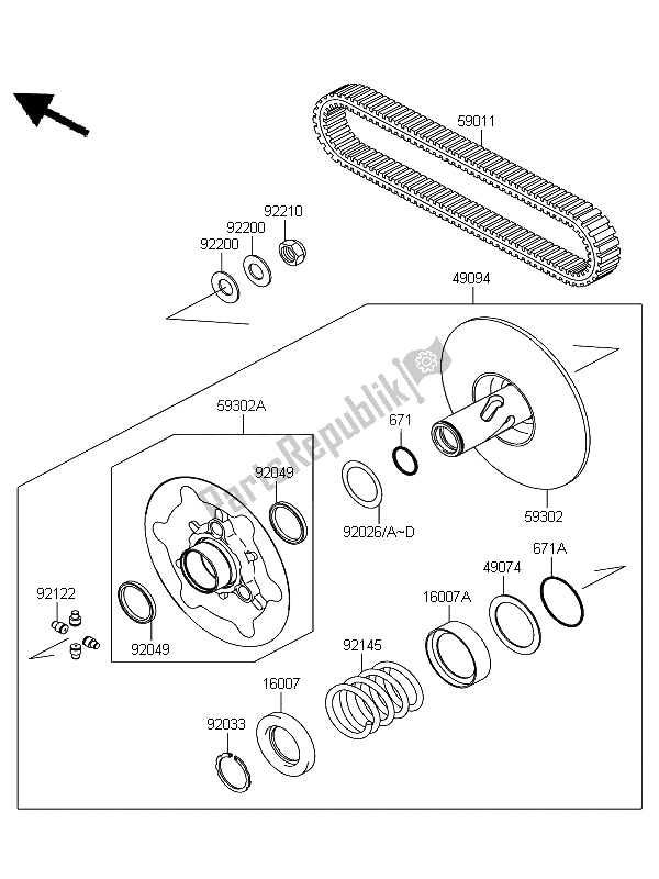 Tutte le parti per il Convertitore Di Trasmissione E Cinghia Di Trasmissione del Kawasaki KFX 700 KSV 700A6F 2006