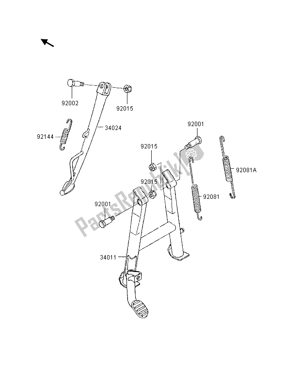 Tutte le parti per il Stand (s) del Kawasaki GPX 600R 1995